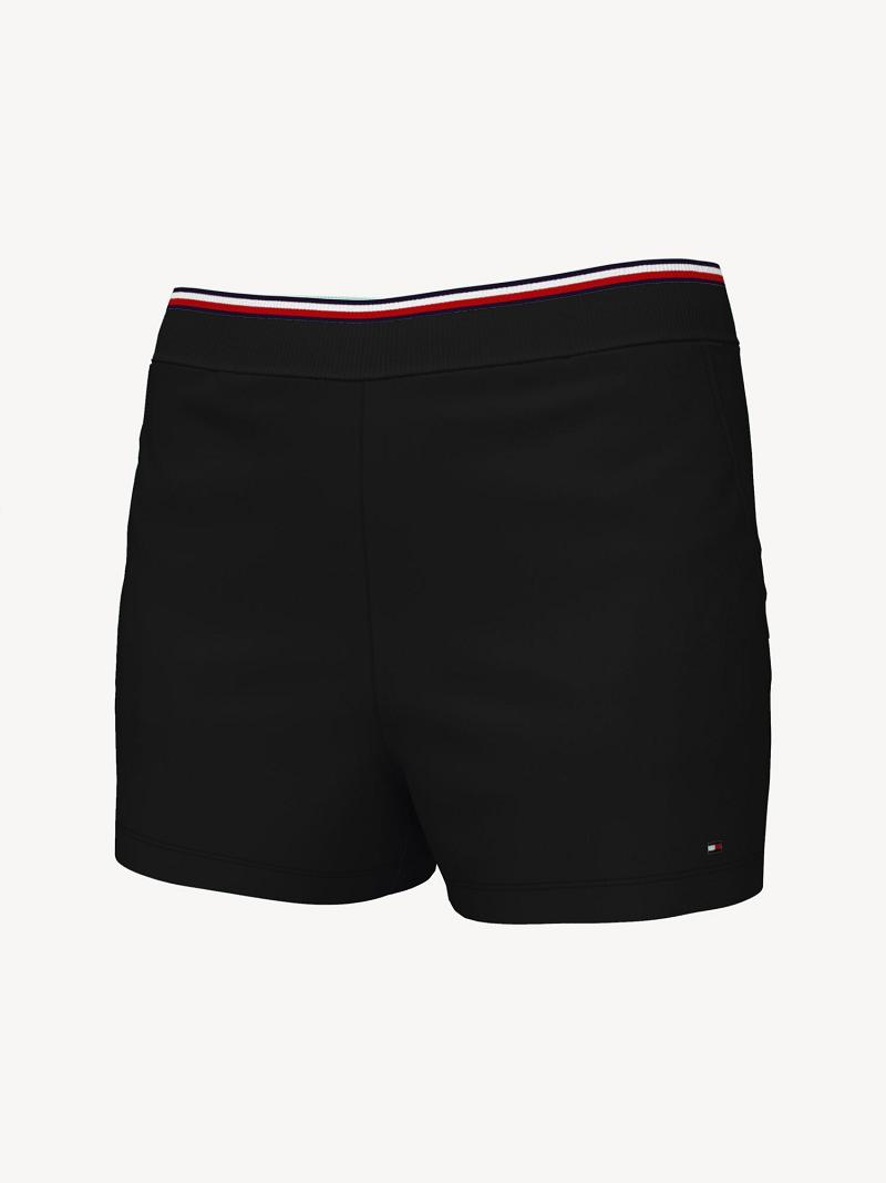 Női Tommy Hilfiger Essential High-Derekú Sweatshort Rövidnadrág Fekete | HU 302VRW